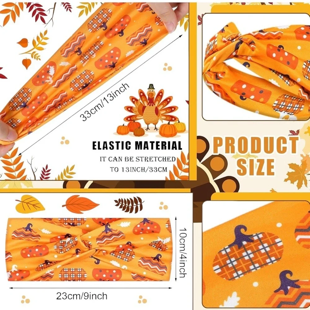 Giegxin 30 Pcs Thanksgiving Headbands – Fall Pumpkins & Leaves – New